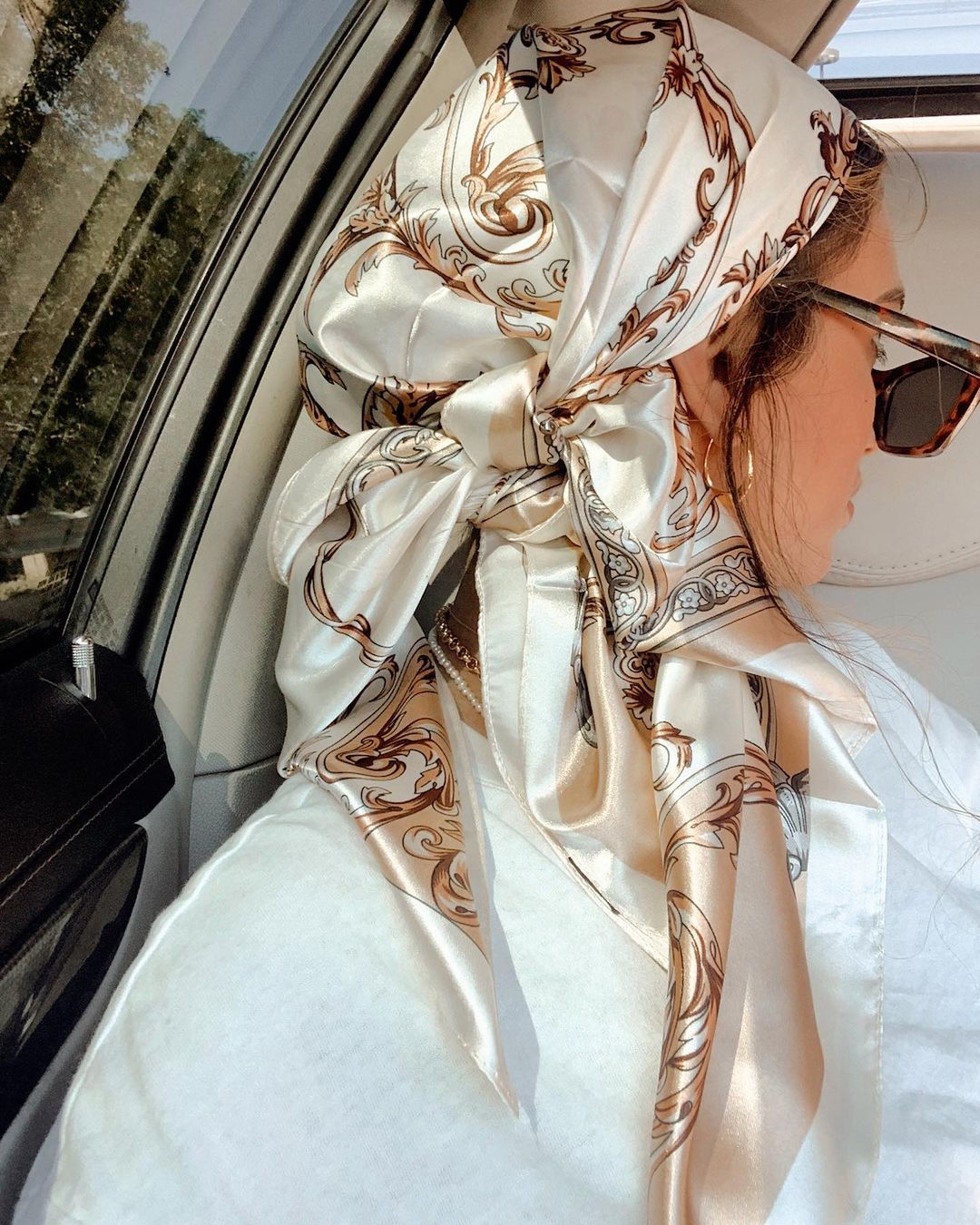 Scarf Silk Square - Bufanda cuadrada de satén para mujer,